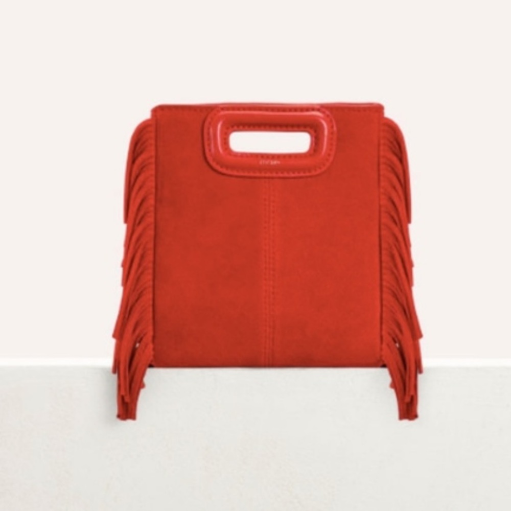 Maje mini red suede bag